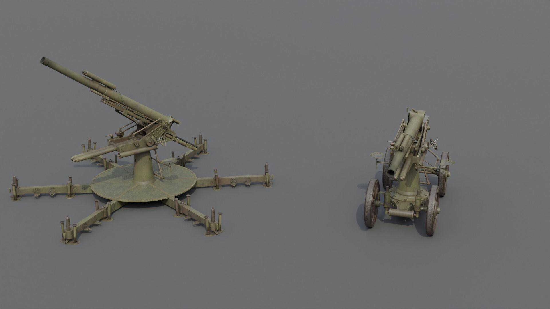 Type 14 10 cm AA gun Low-poly 3D model_18