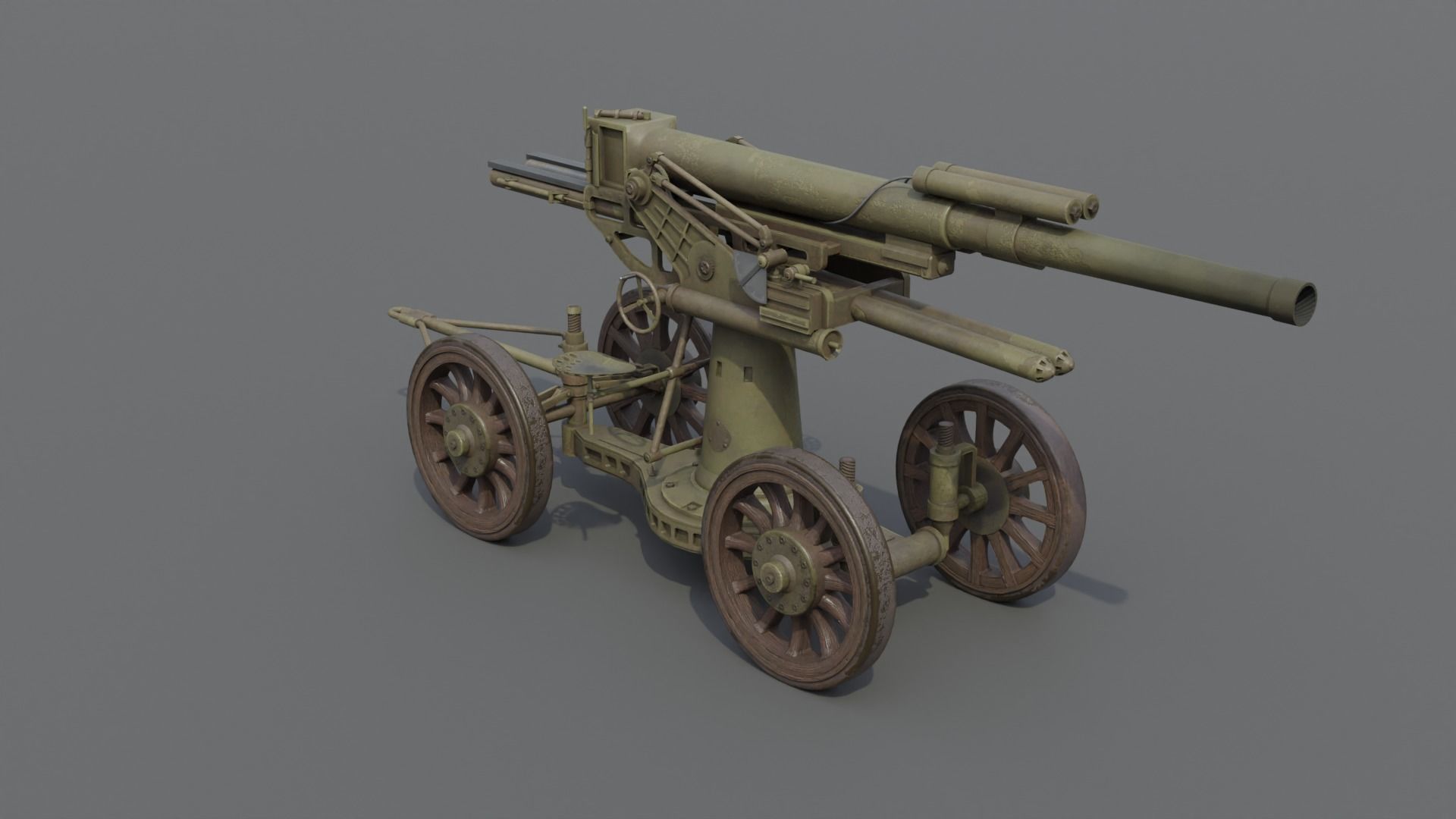 Type 14 10 cm AA gun Low-poly 3D model_5
