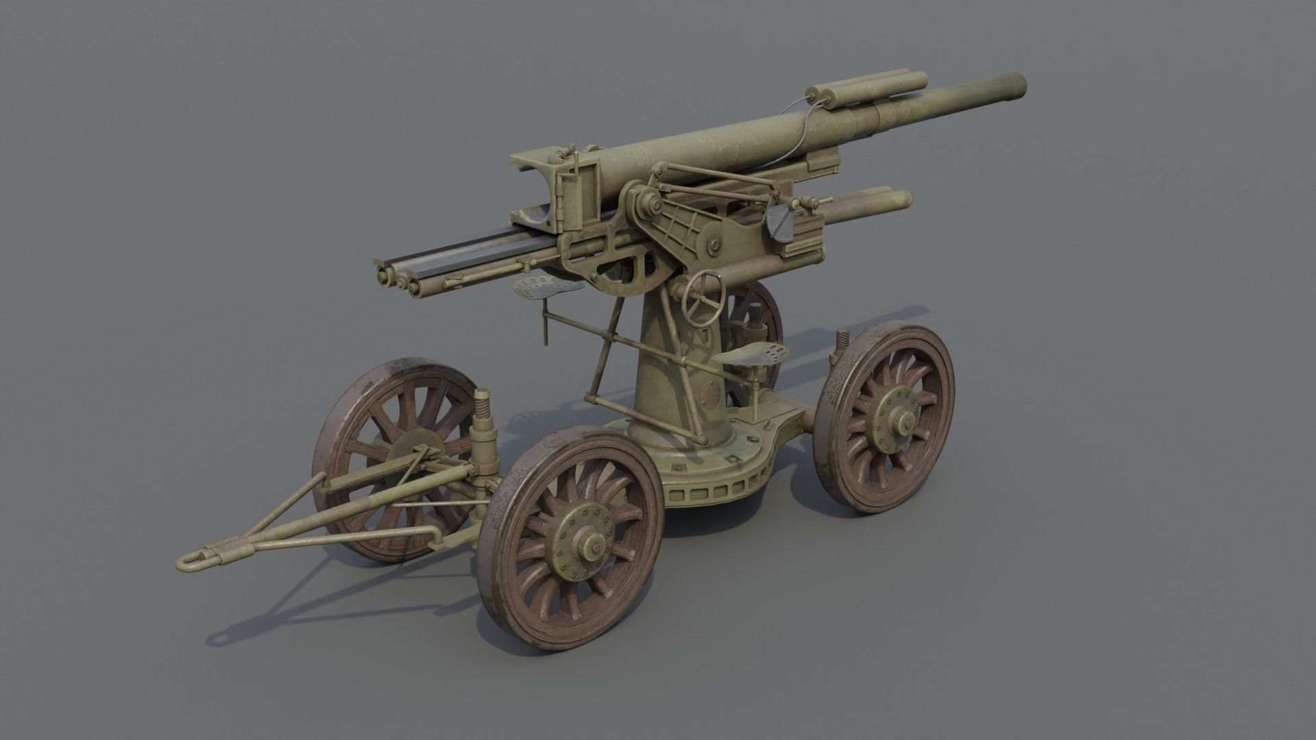 Type 14 10 cm AA gun Low-poly 3D model_9