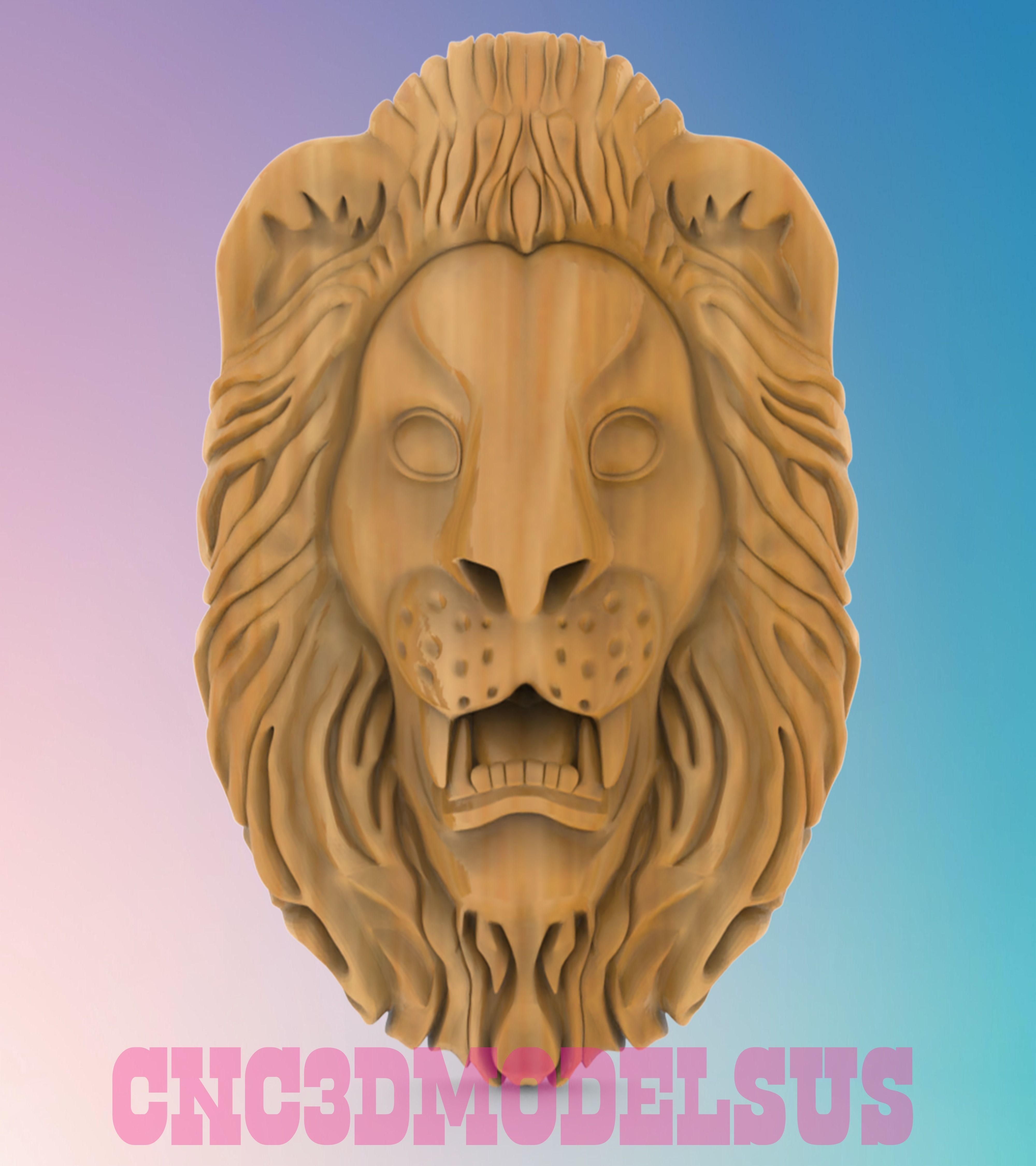 lion face 3D MODEL STL FILE FOR CNC ROUTER LASER 3D print model_2
