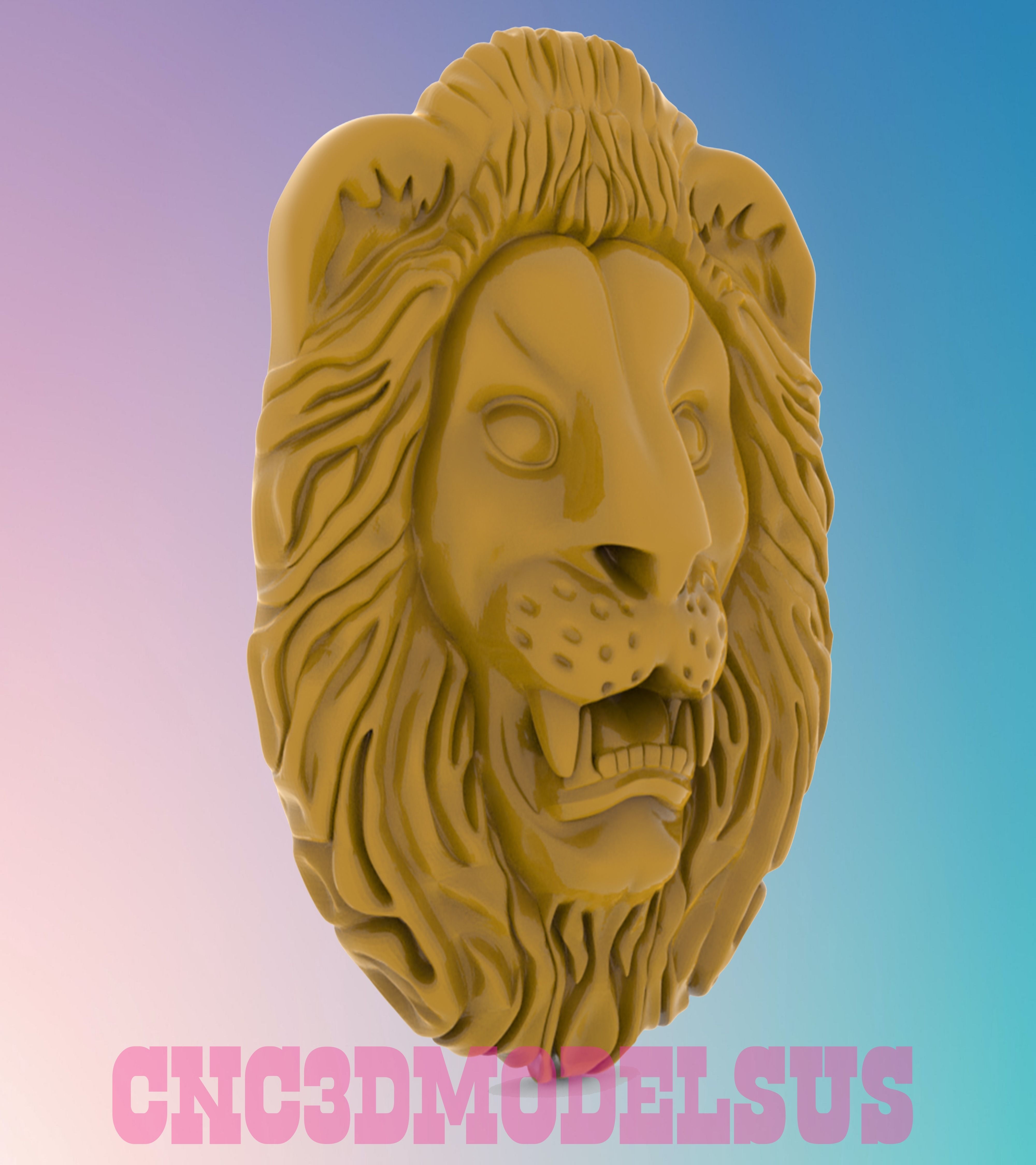 lion face 3D MODEL STL FILE FOR CNC ROUTER LASER 3D print model_1