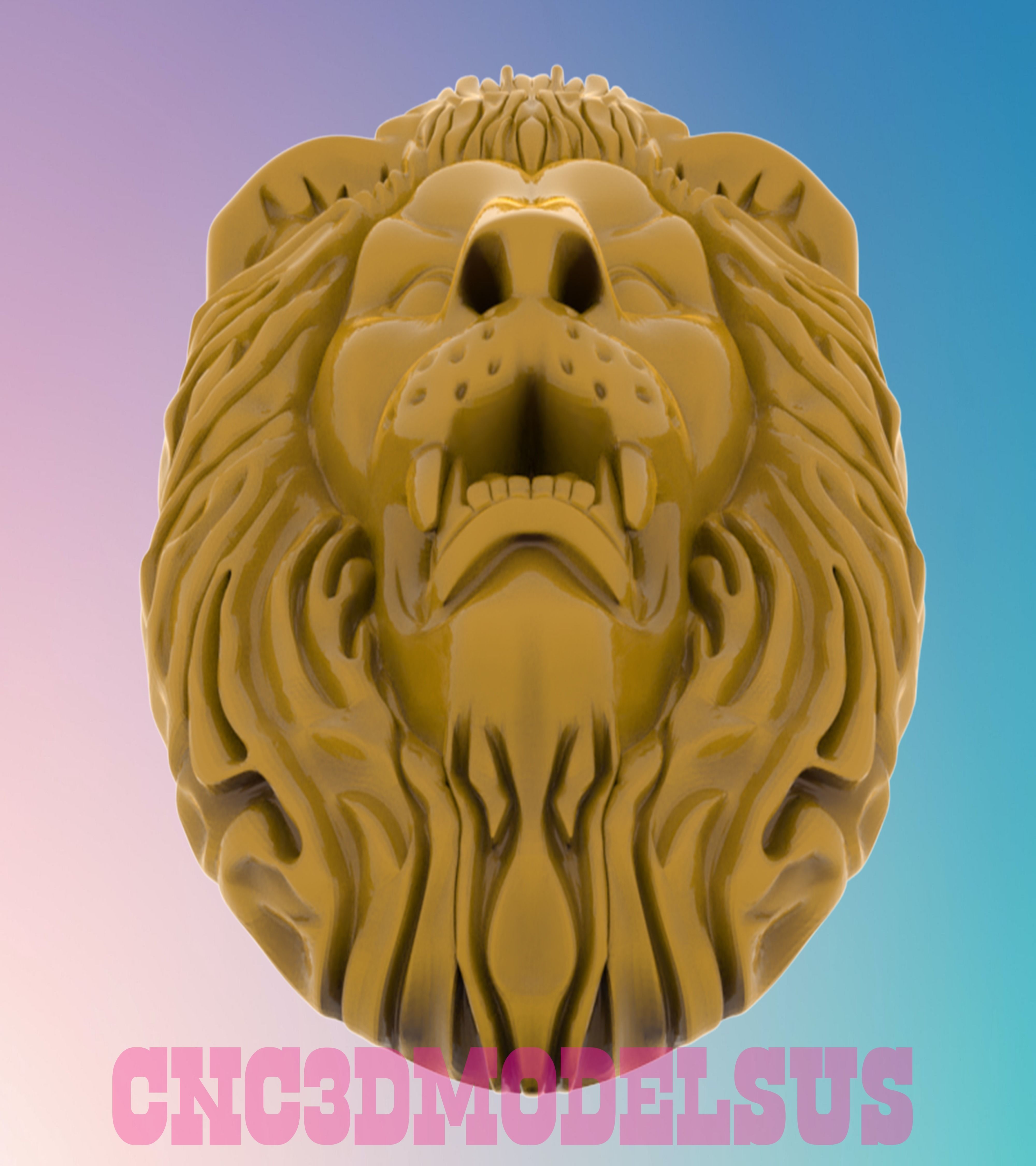 lion face 3D MODEL STL FILE FOR CNC ROUTER LASER 3D print model_3