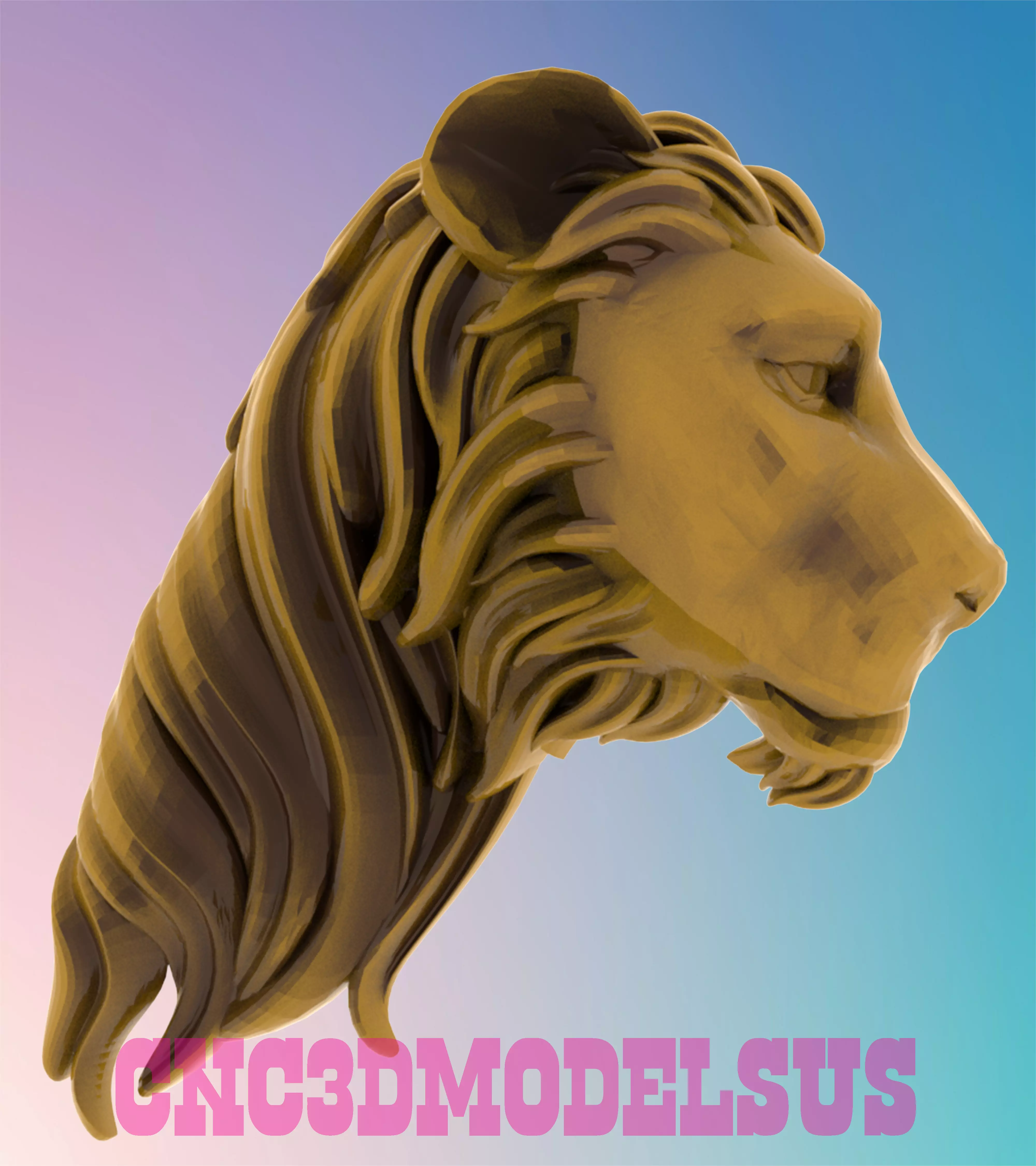 Lion Head 5 3D MODEL STL FILE FOR CNC ROUTER LASER 3D print model