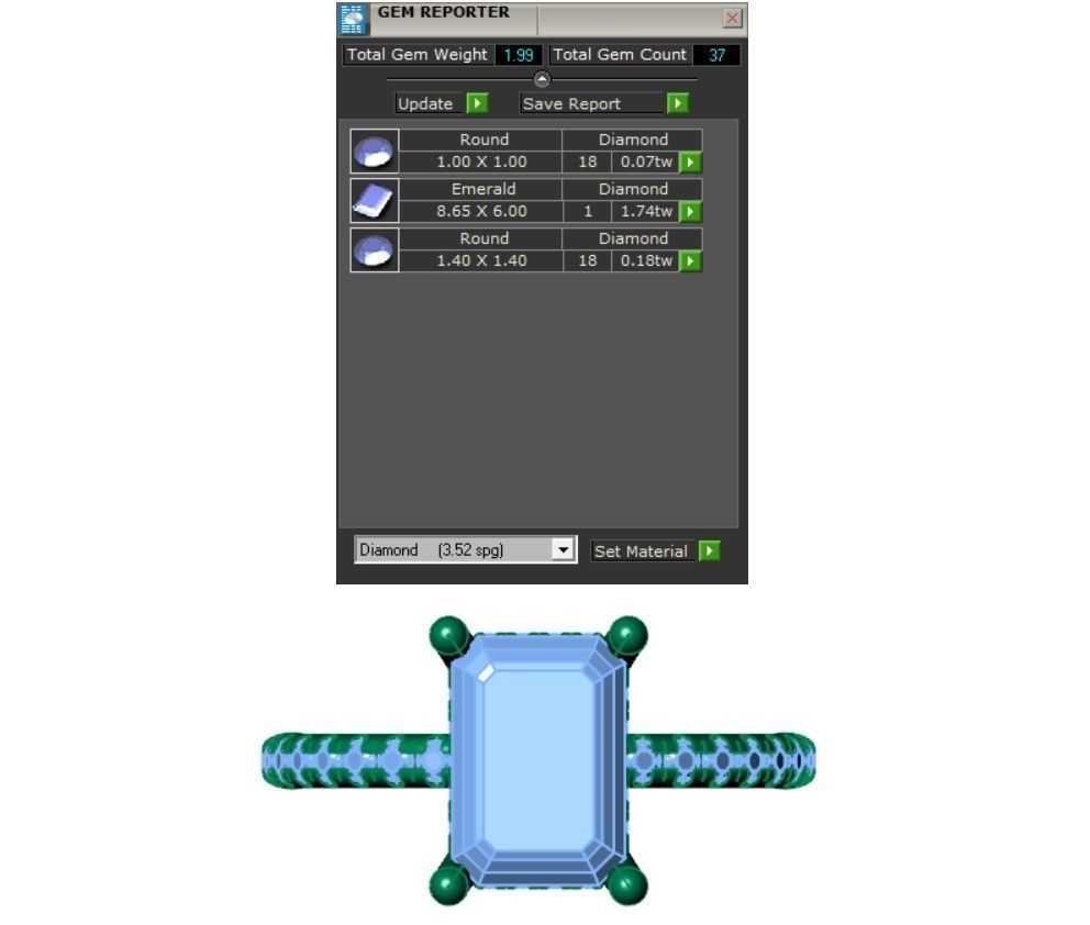 Emerald solitaire hidden halo diamond ring 3D print model_6