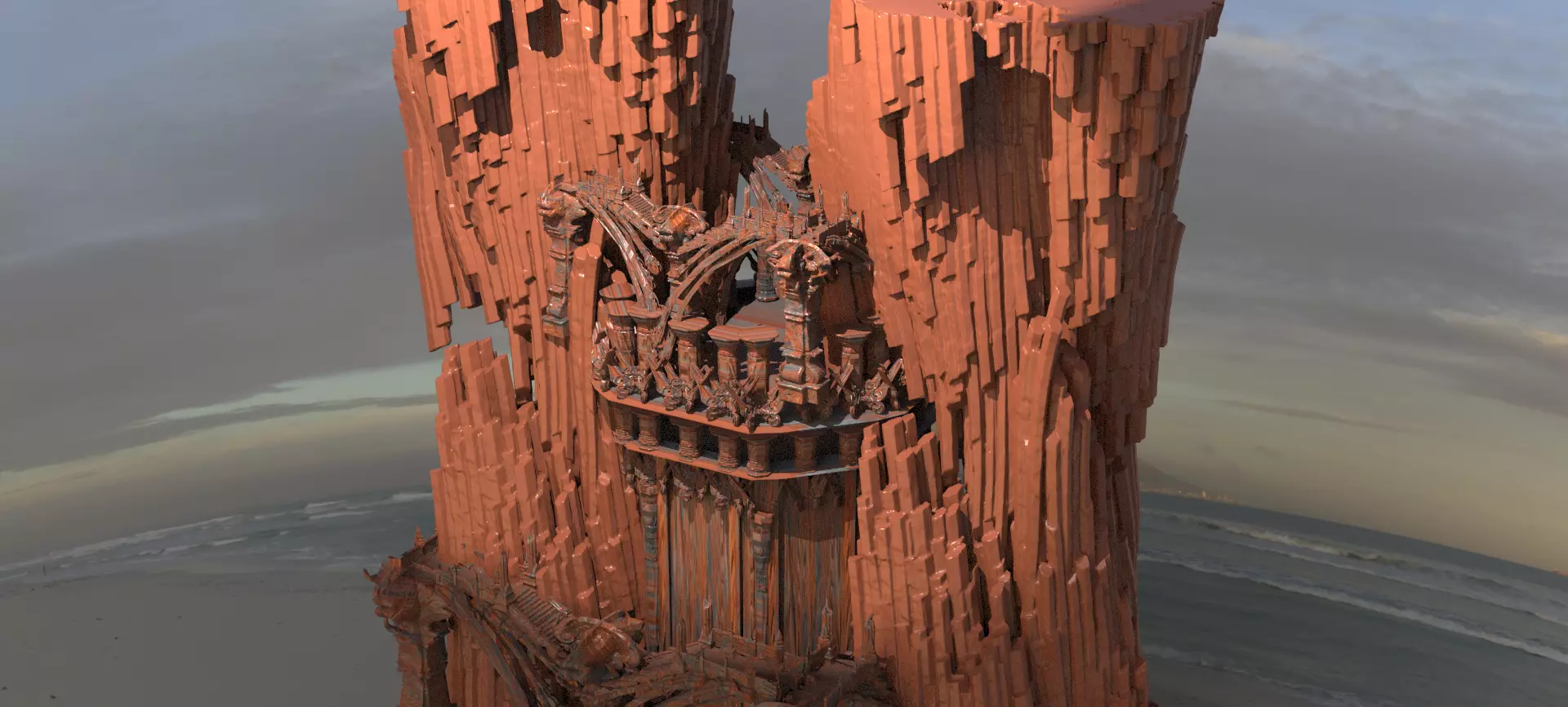 Desert Arrakis Cliff Arena 3D model_0