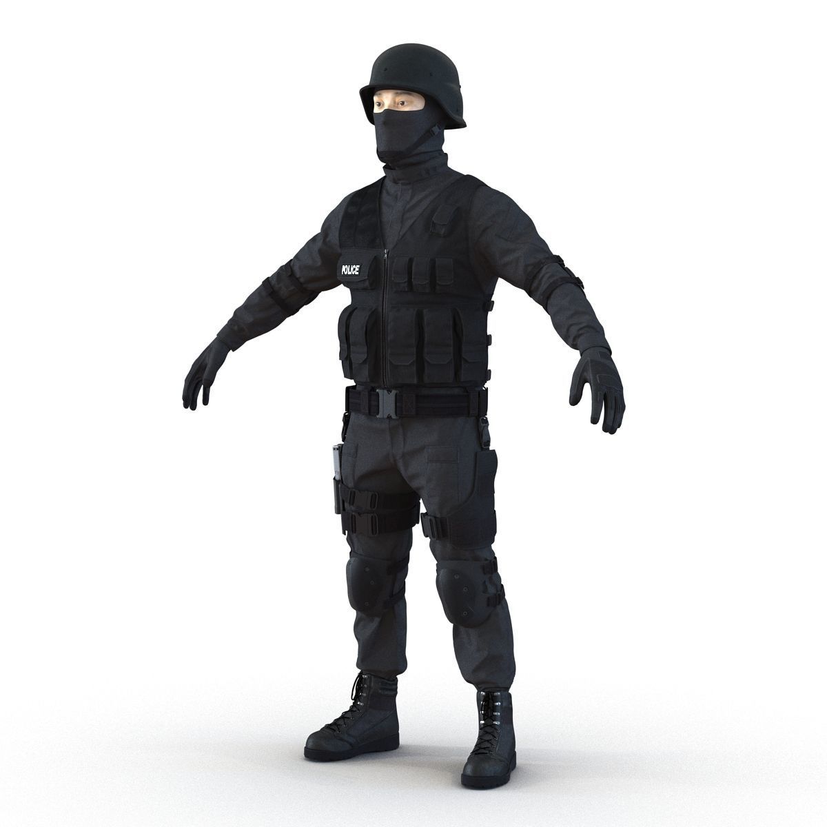 SWAT Man Asian 3D Model 3D model_9