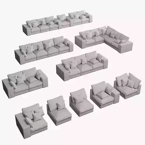 Fabric sofa Set 01 by Piaw