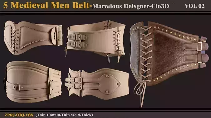 5 Medieval Mens Belt-MD-Clo3D-ZPRJ - FBX - OBJ