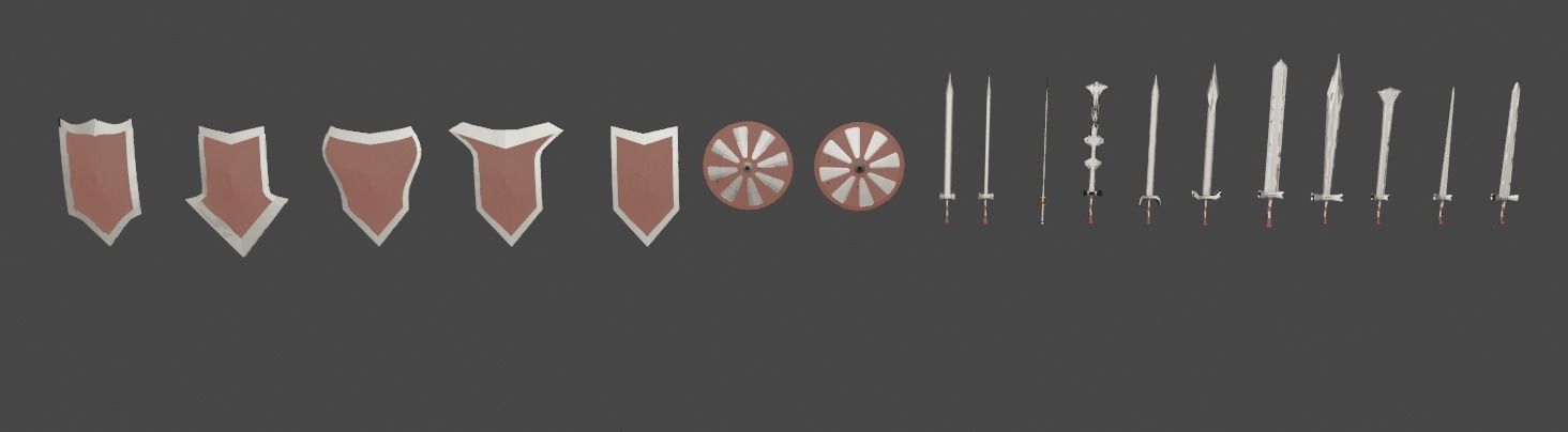 High -poly Medieval weapons Collection Low-poly 3D model_12