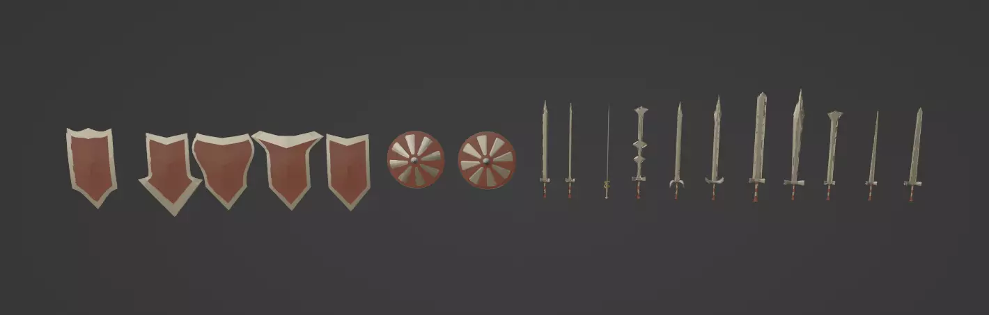 High -poly Medieval weapons Collection Low-poly 3D model_0