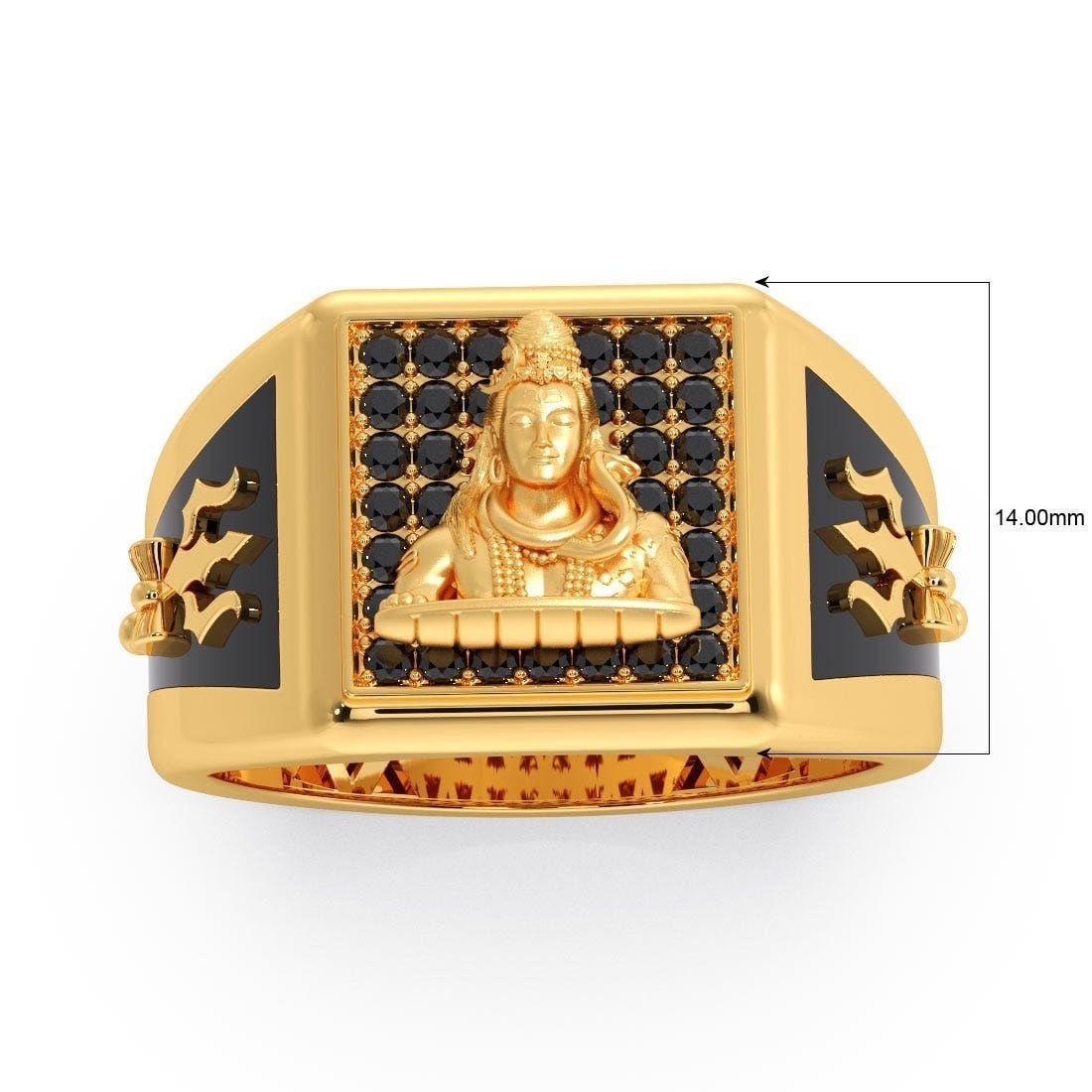 MAHADEV GOLD DIMOND RING WITH TRISHUL 3D model_1
