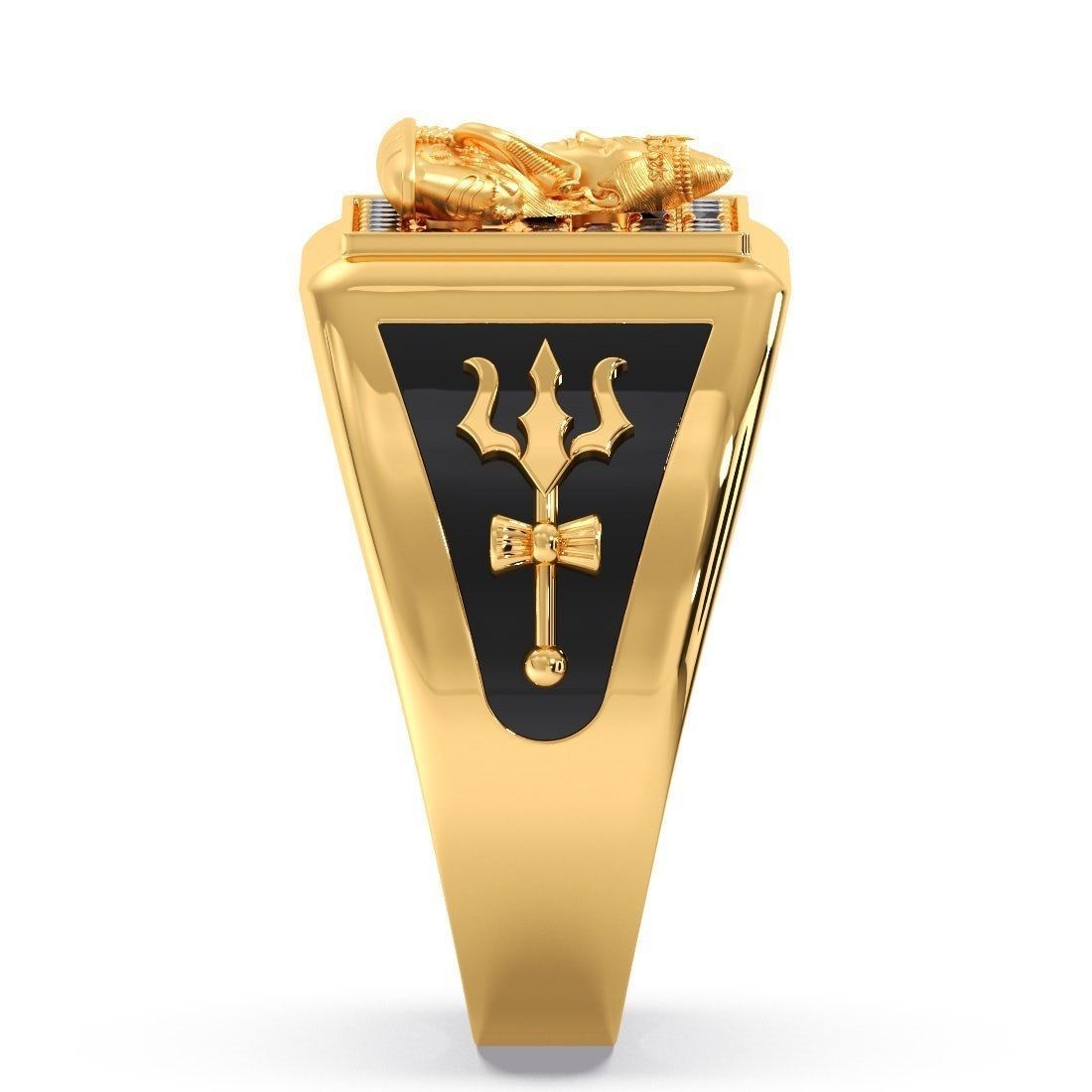 MAHADEV GOLD DIMOND RING WITH TRISHUL 3D model_4