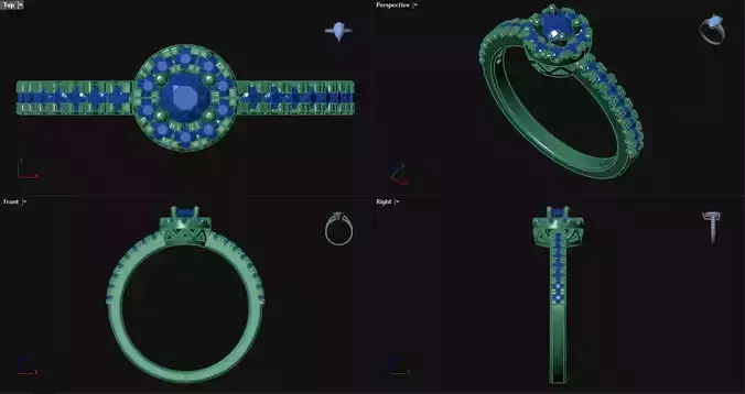 4 Prong Diamond Round Engagement Ring with sidestones