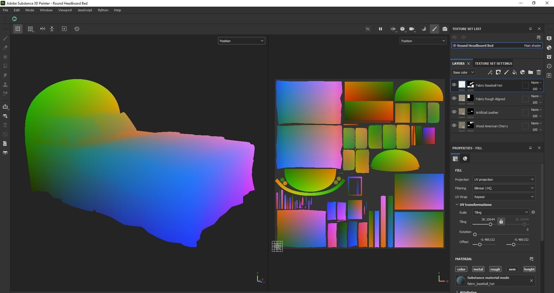 Round Headboard Bed Low-poly 3D model_26