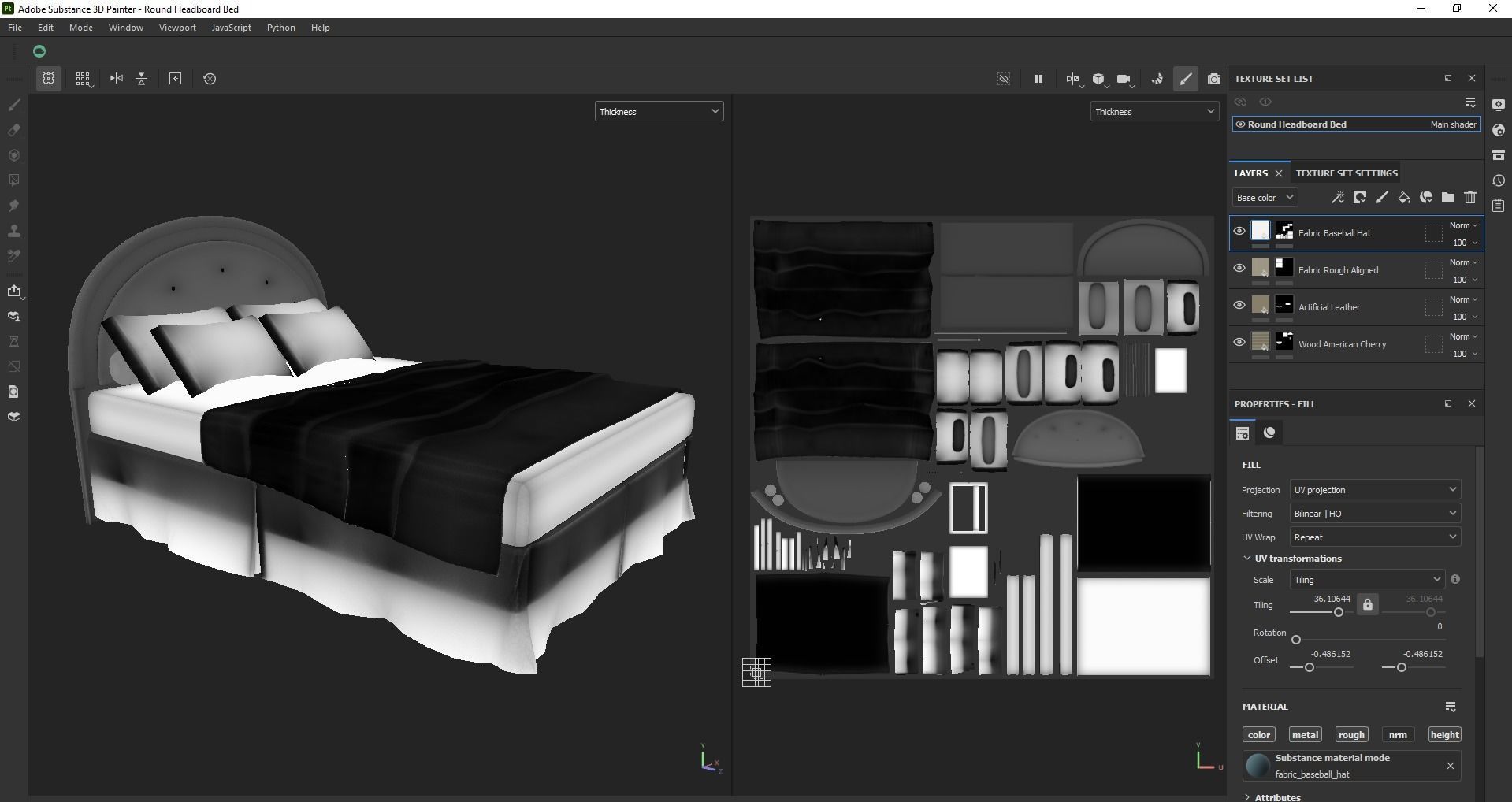 Round Headboard Bed Low-poly 3D model_27