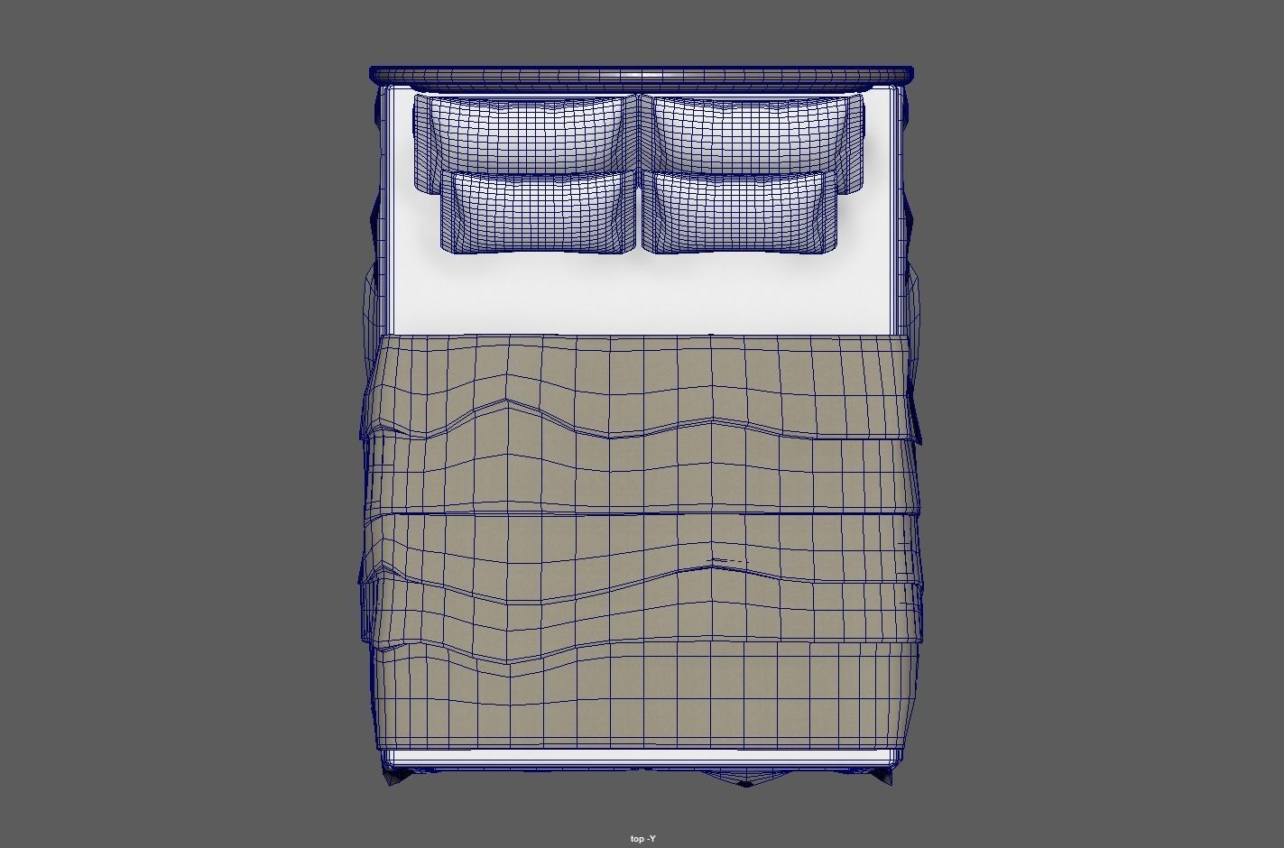 Round Headboard Bed Low-poly 3D model_12