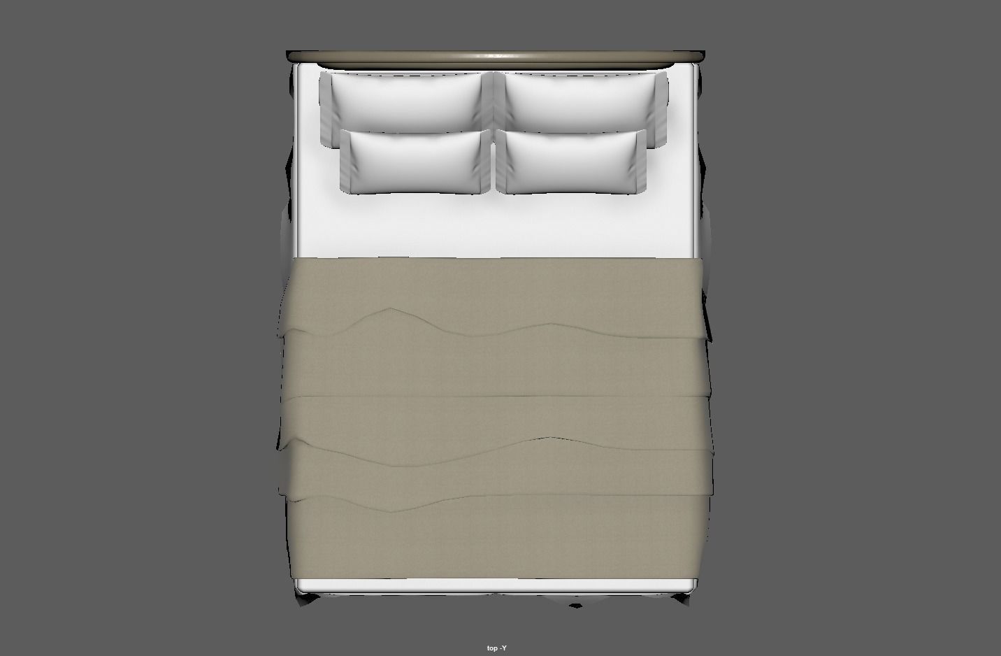 Round Headboard Bed Low-poly 3D model_11