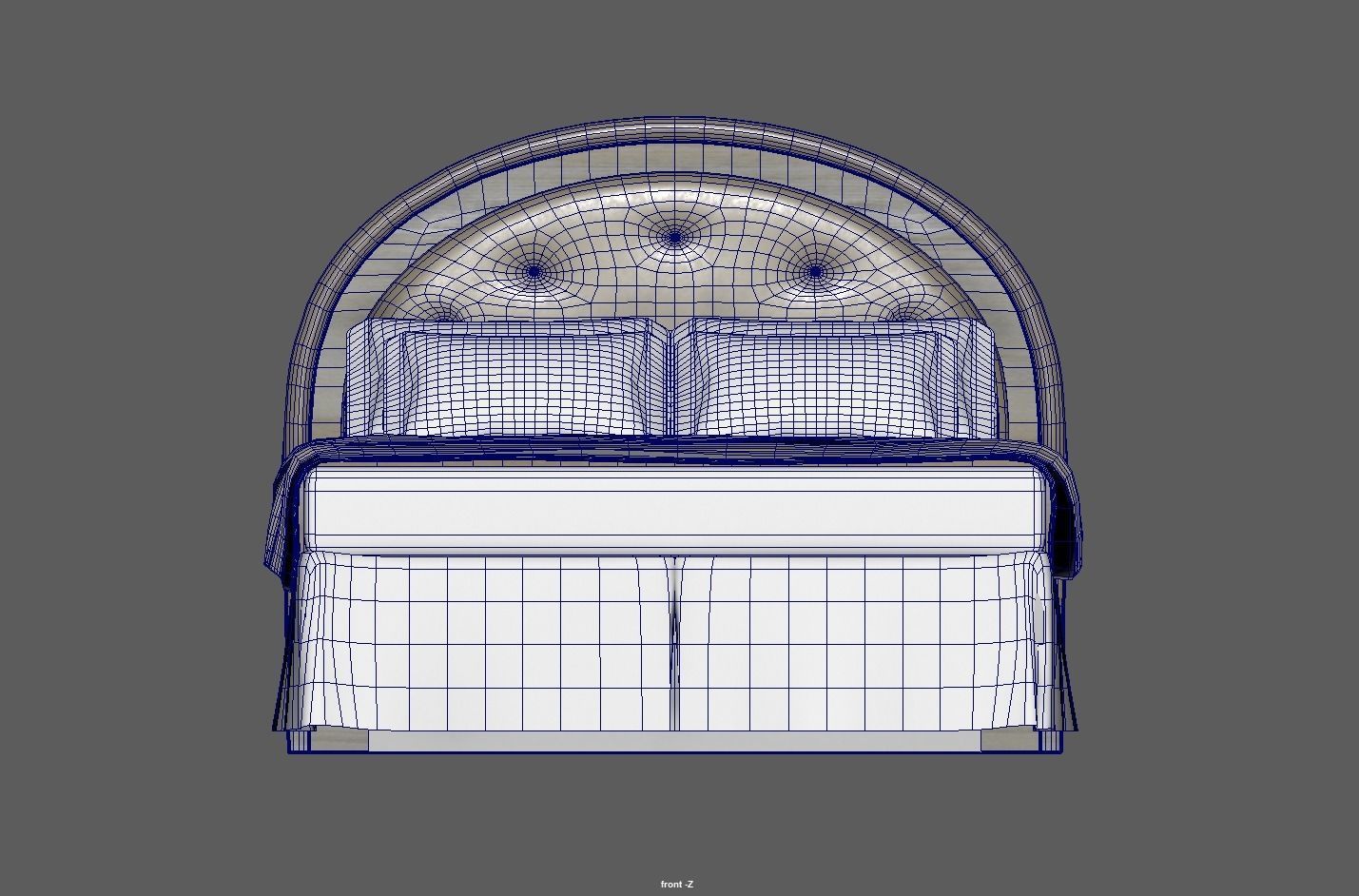 Round Headboard Bed Low-poly 3D model_15