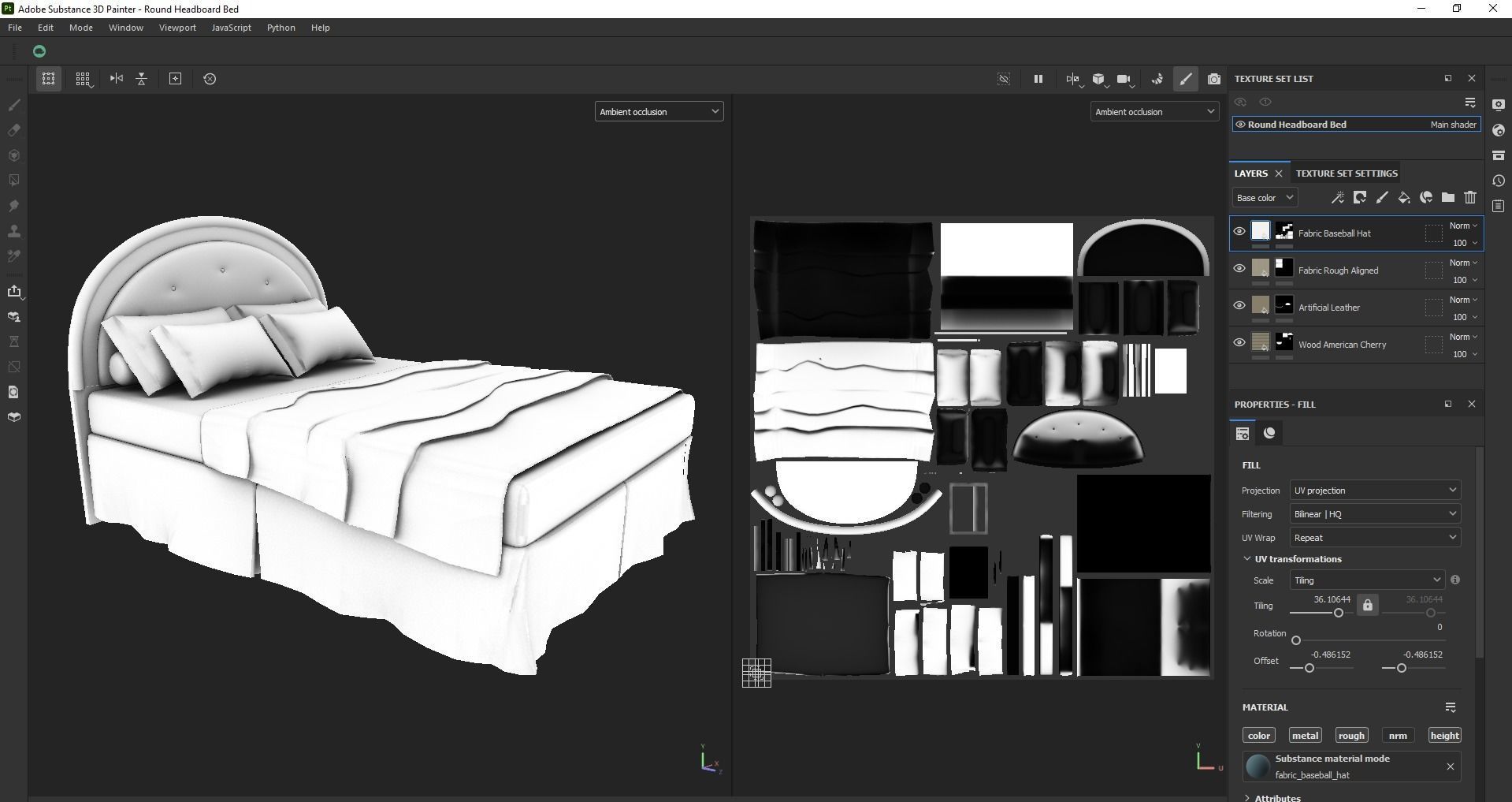 Round Headboard Bed Low-poly 3D model_24