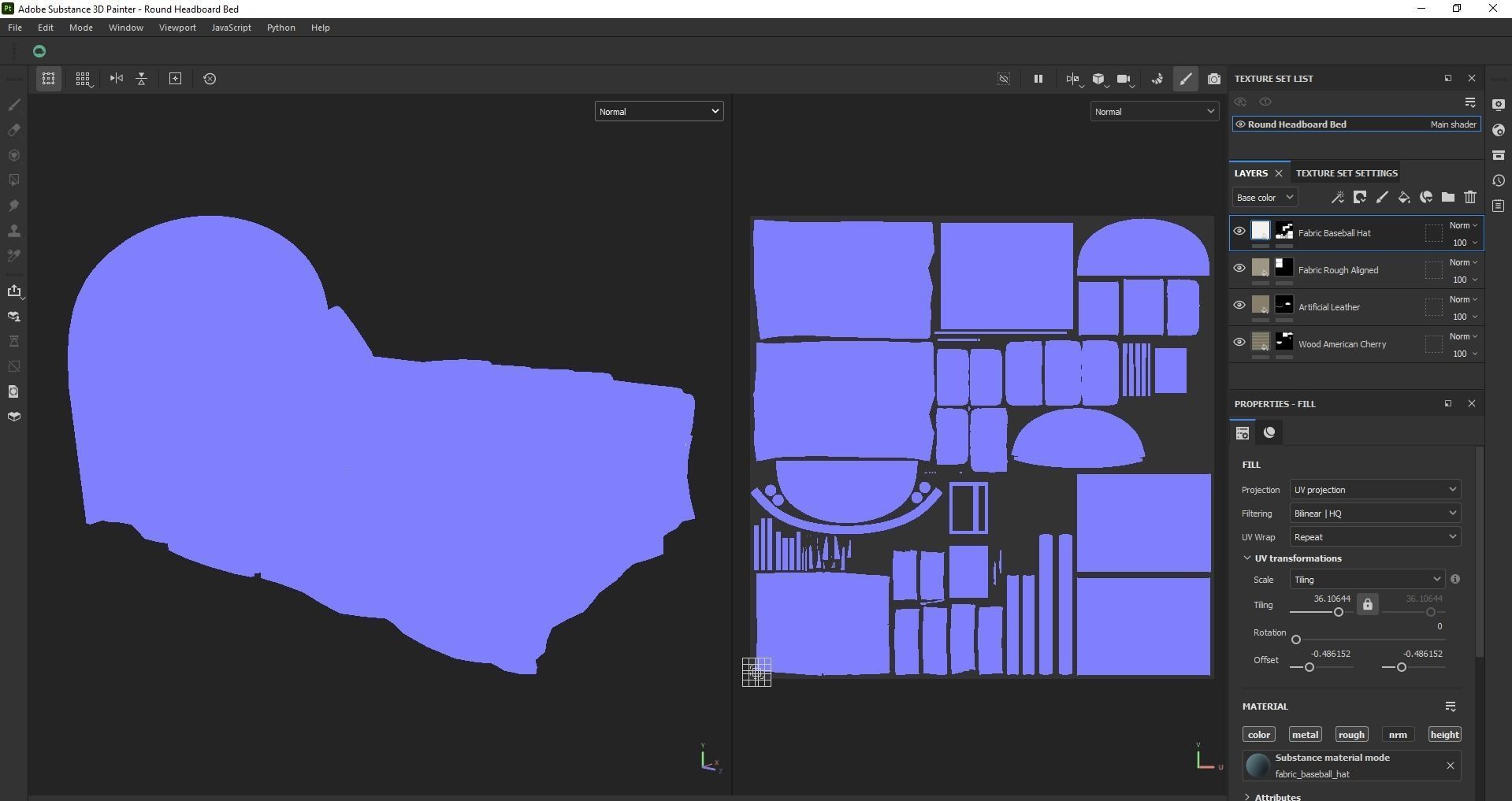 Round Headboard Bed Low-poly 3D model_21