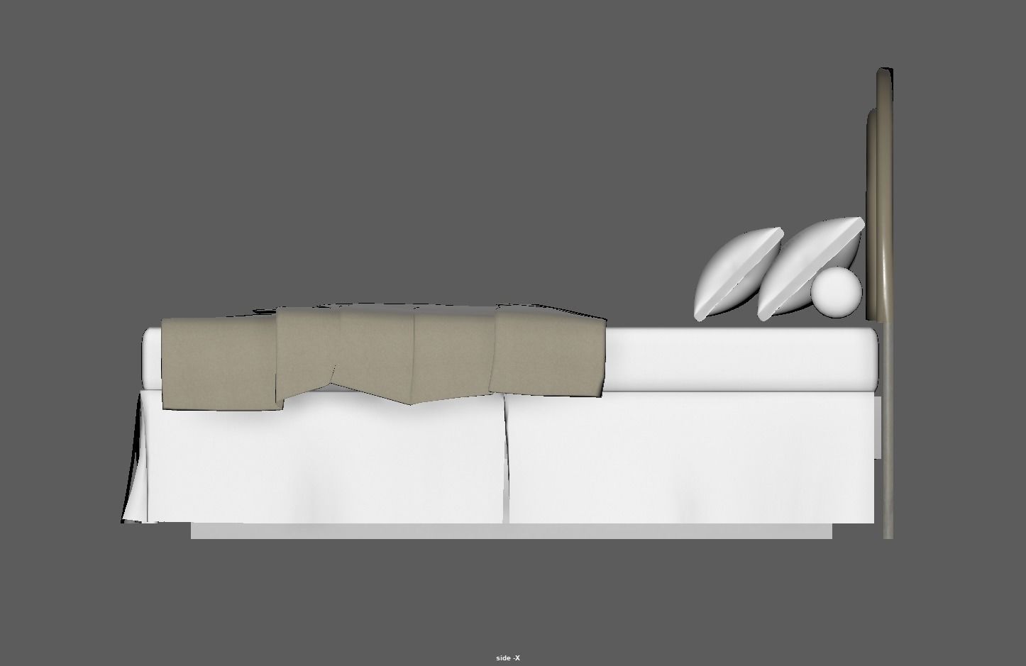 Round Headboard Bed Low-poly 3D model_17