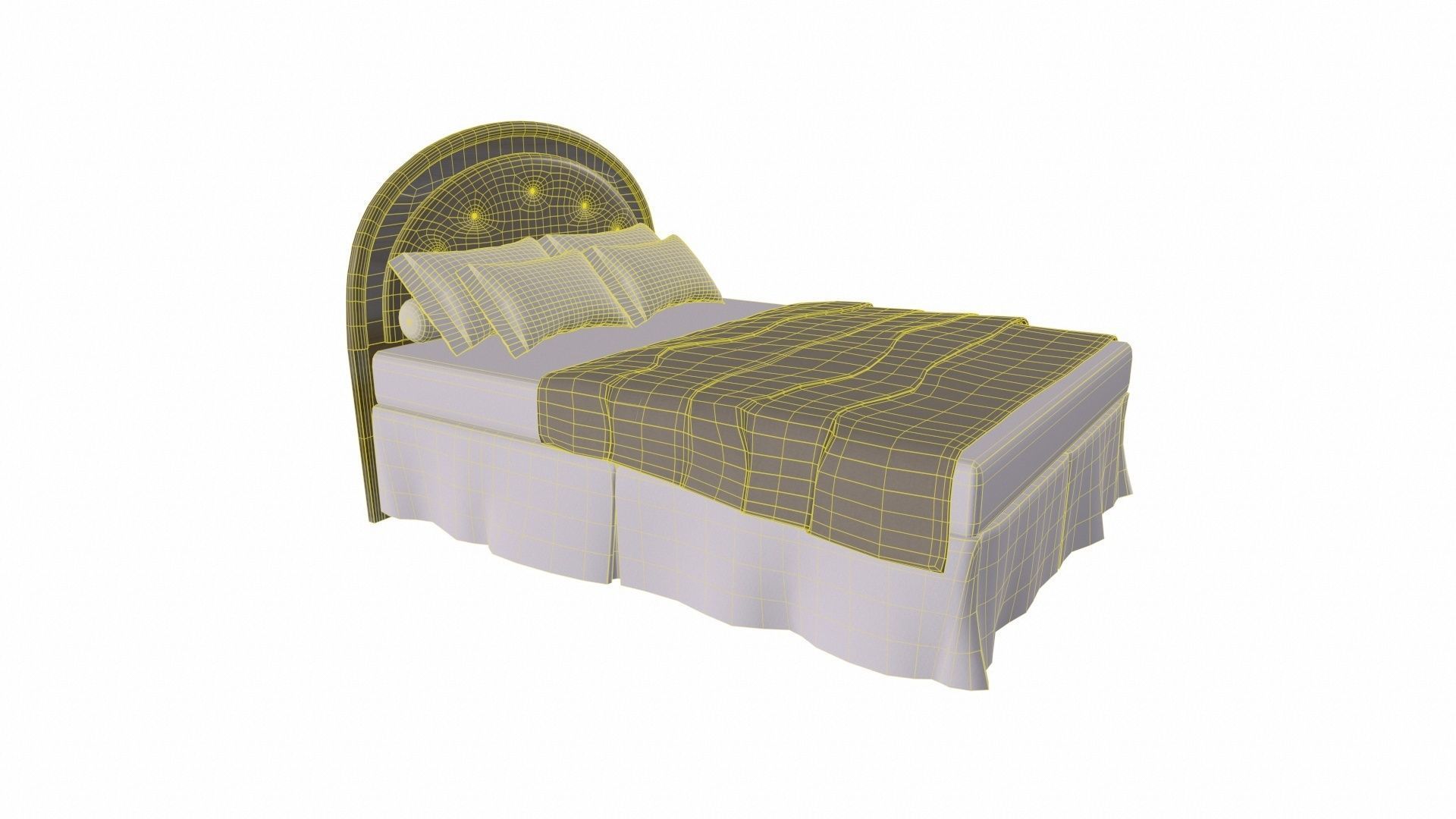 Round Headboard Bed Low-poly 3D model_6