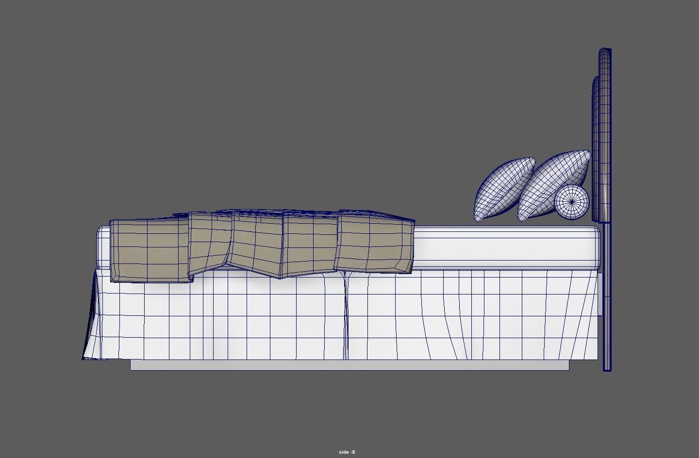 Round Headboard Bed Low-poly 3D model_18