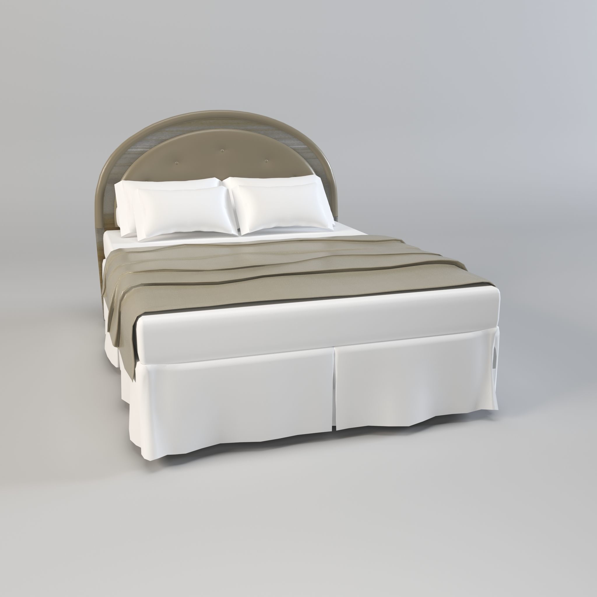 Round Headboard Bed Low-poly 3D model_3