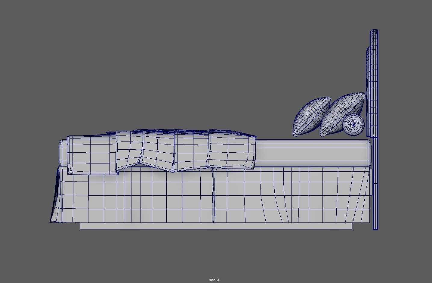 Round Headboard Bed Low-poly 3D model_19