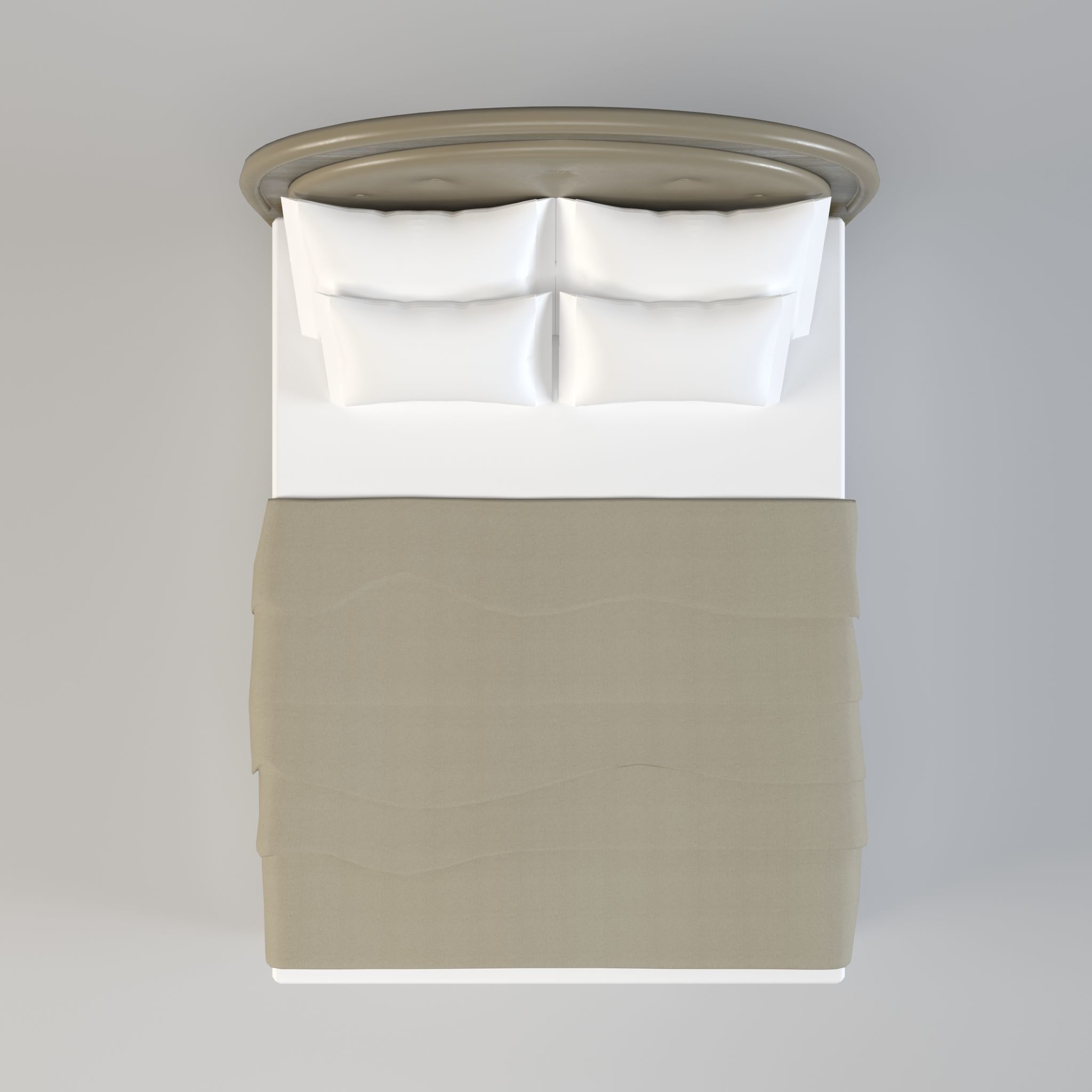 Round Headboard Bed Low-poly 3D model_4