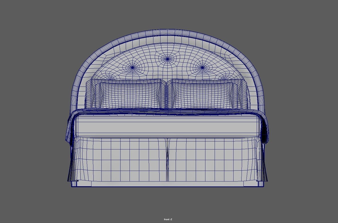 Round Headboard Bed Low-poly 3D model_16