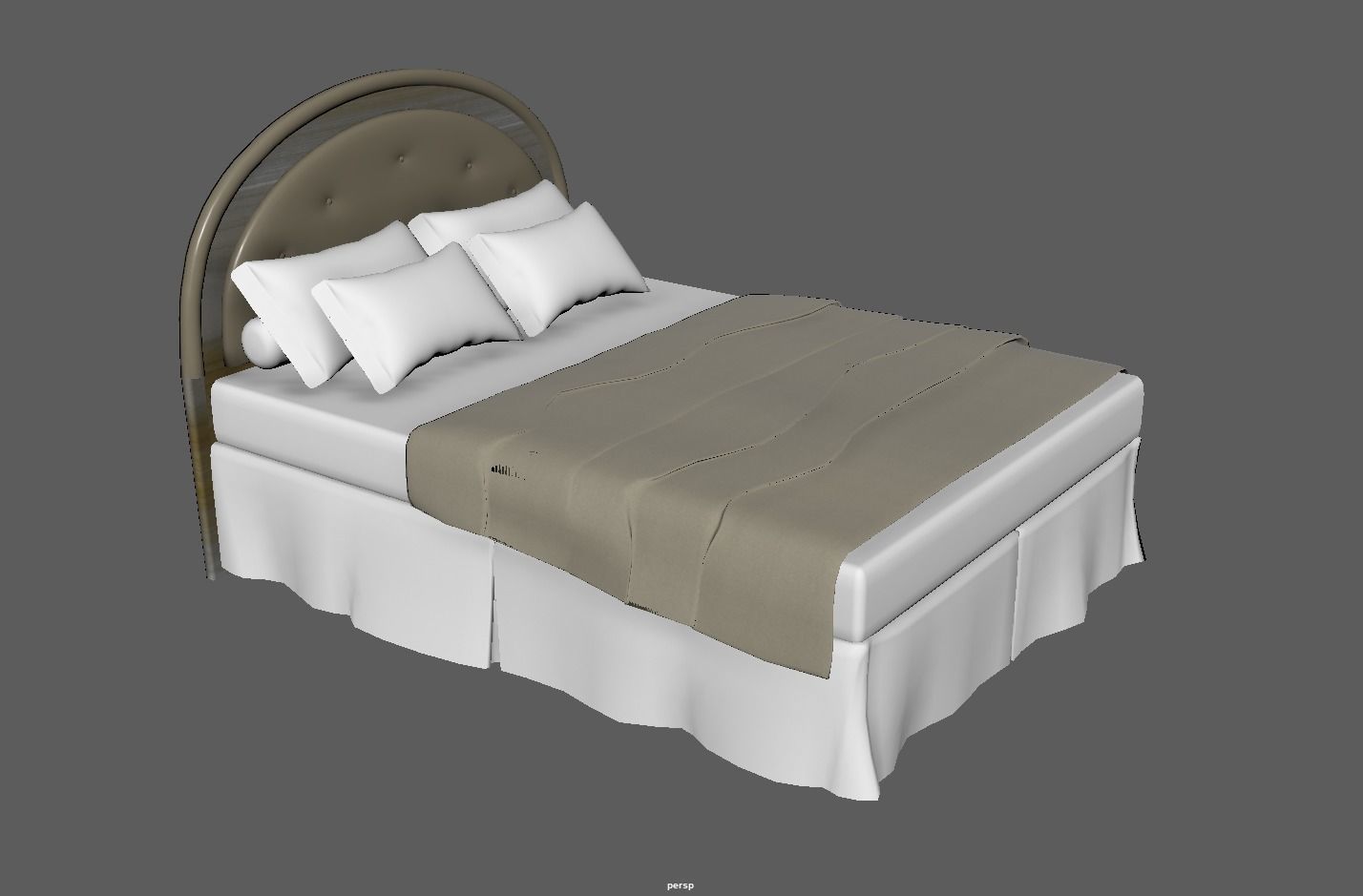 Round Headboard Bed Low-poly 3D model_8