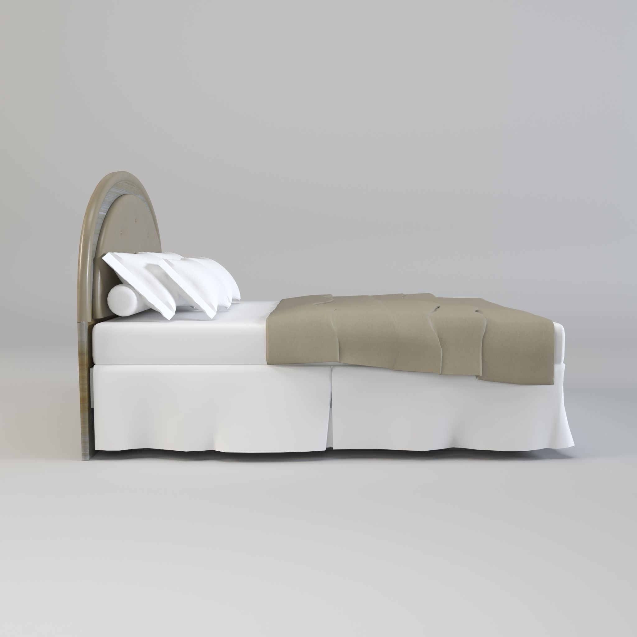 Round Headboard Bed Low-poly 3D model_2