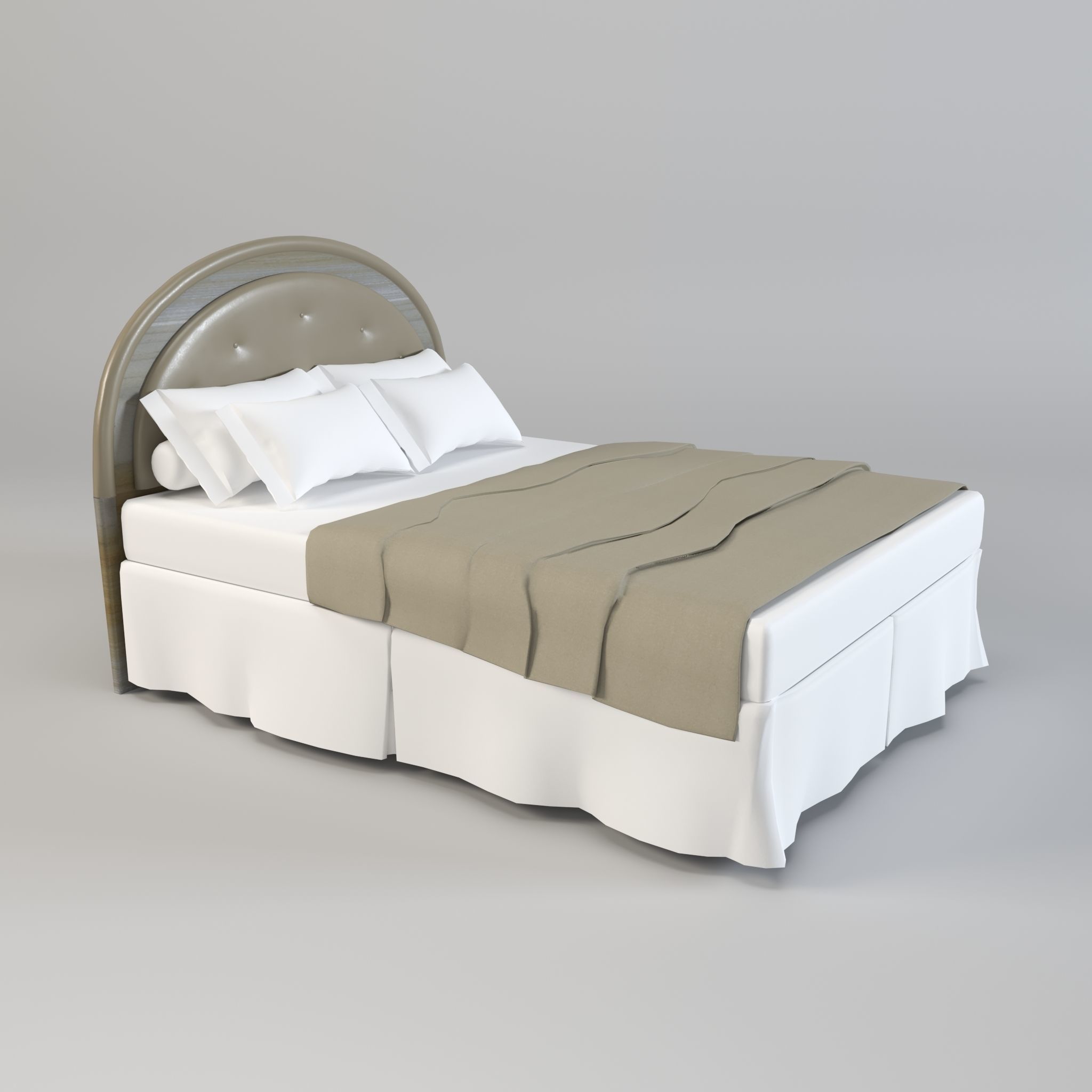 Round Headboard Bed Low-poly 3D model_5
