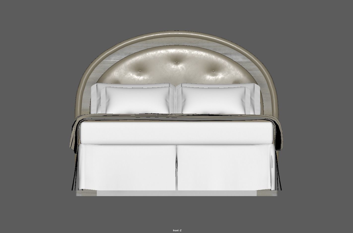 Round Headboard Bed Low-poly 3D model_14