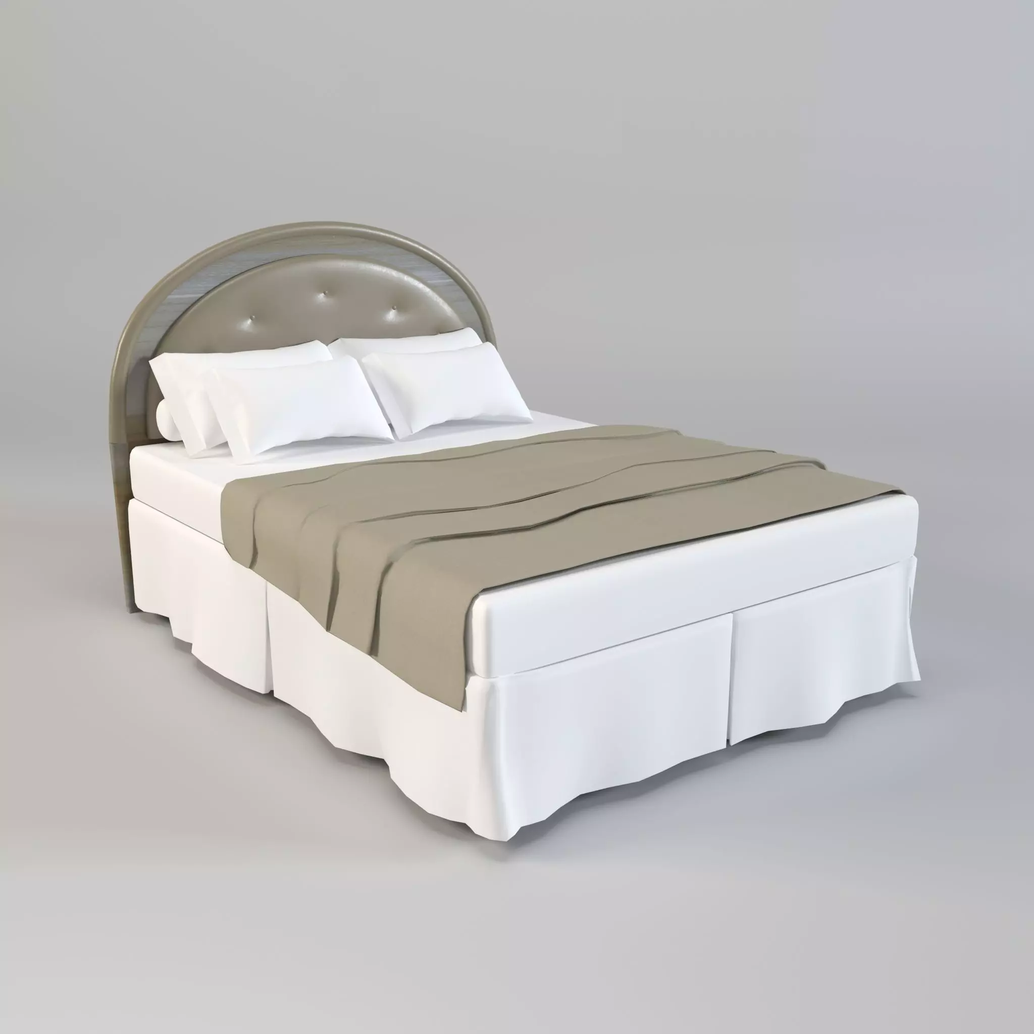 Round Headboard Bed Low-poly 3D model_0