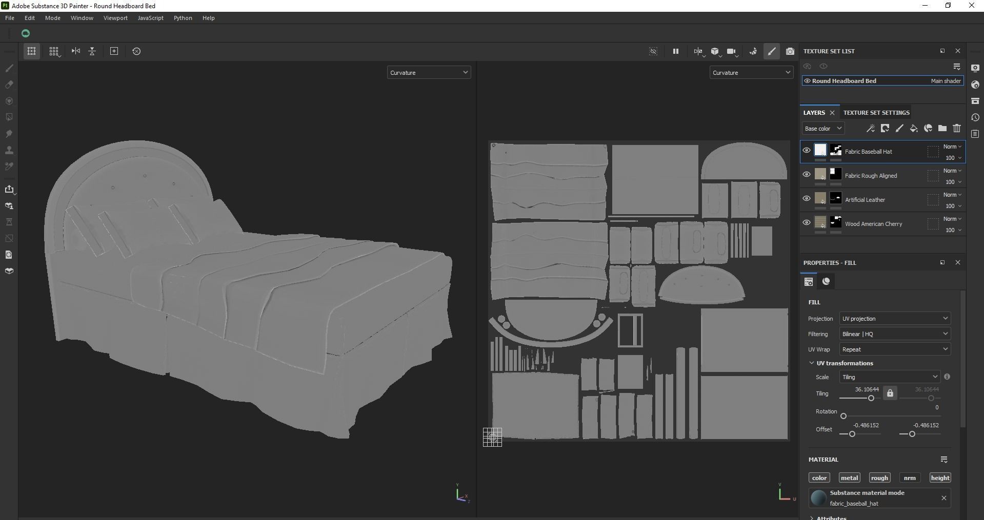 Round Headboard Bed Low-poly 3D model_25