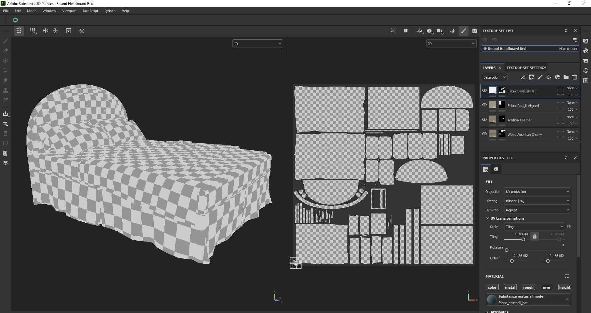 Round Headboard Bed Low-poly 3D model_23