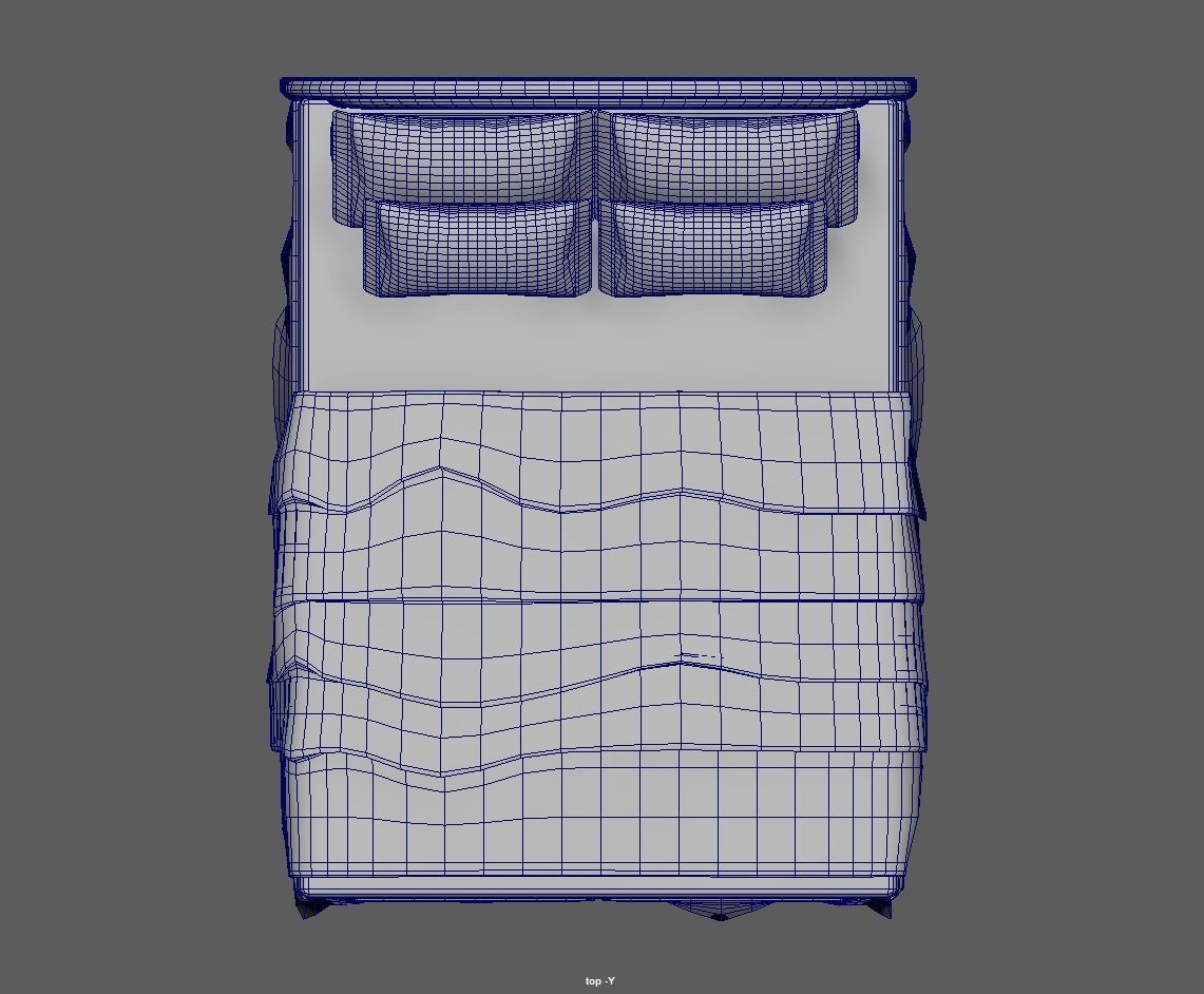 Round Headboard Bed Low-poly 3D model_13