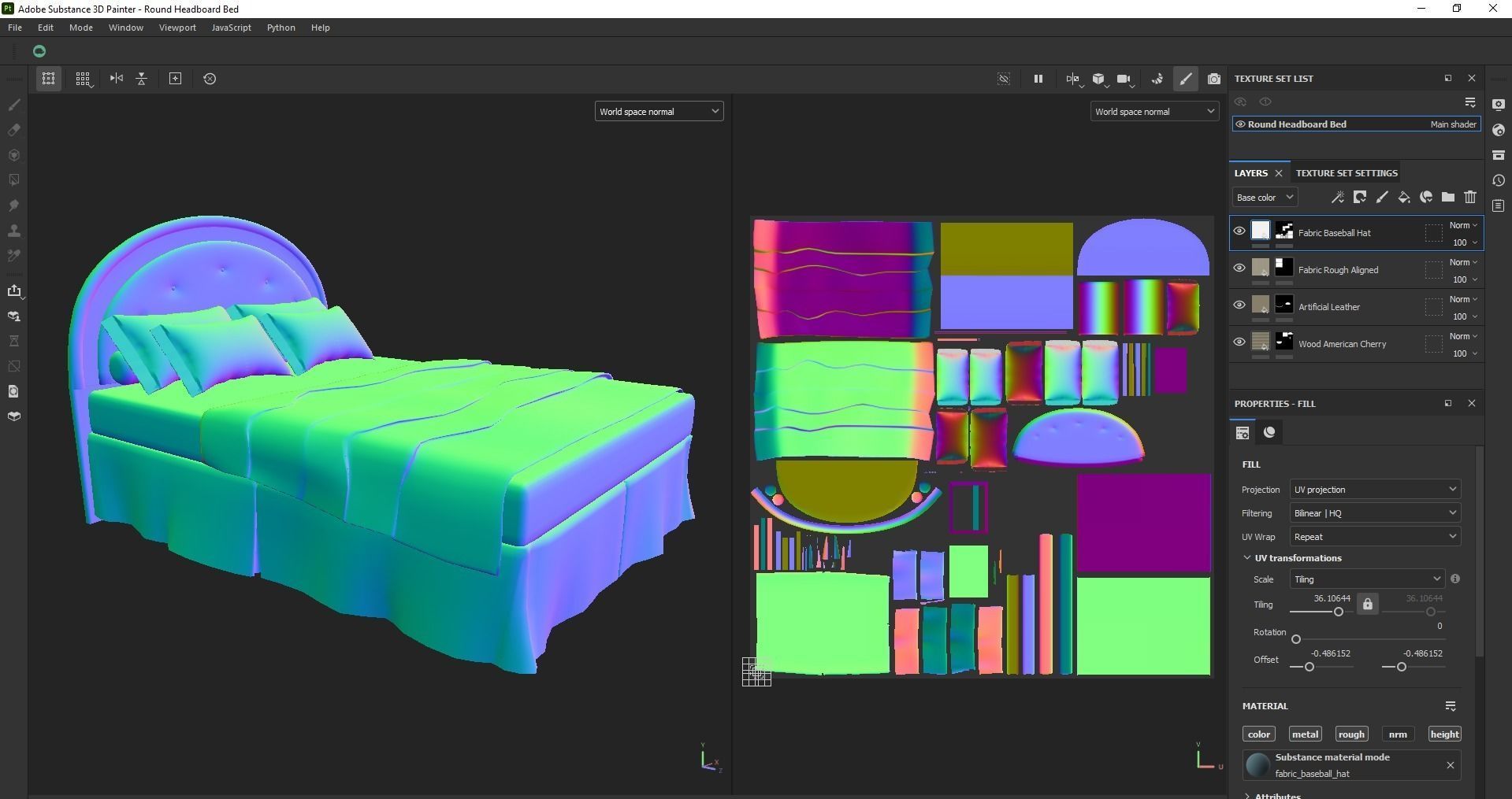Round Headboard Bed Low-poly 3D model_22