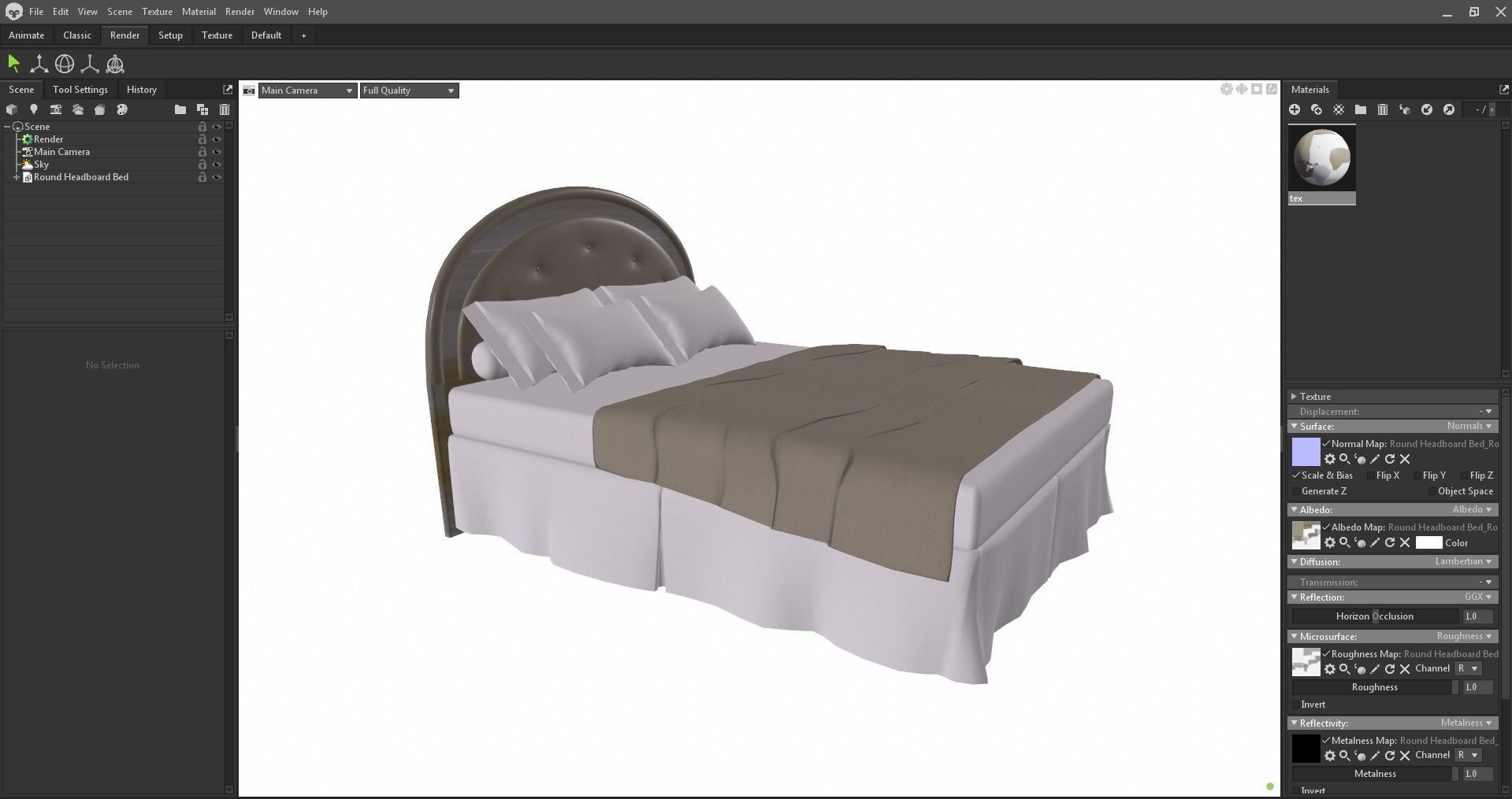 Round Headboard Bed Low-poly 3D model_29
