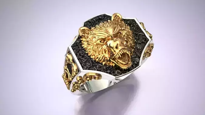 Men Wolf Angry Wolf Ring