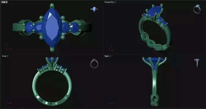 6 Prong Diamond Marquise Engagement Ring