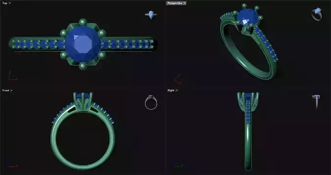 6 Prong Diamond Round Engagement Ring with sidestones