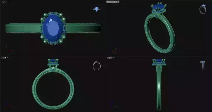 Double Prong Diamond Oval Engagement Ring