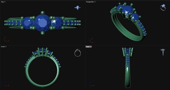 Diamond Round Engagement Ring 3D print model