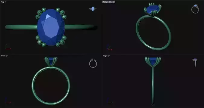 Triple Prong Diamond Oval Engagement Ring