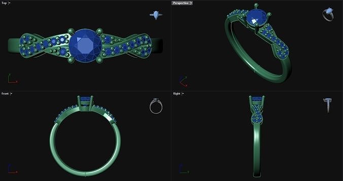 Entwined Diamond Engagement Ring 3D print model