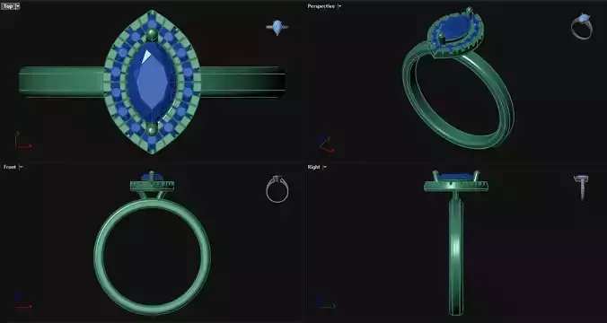 2 Prong Diamond Marquise Engagement Ring