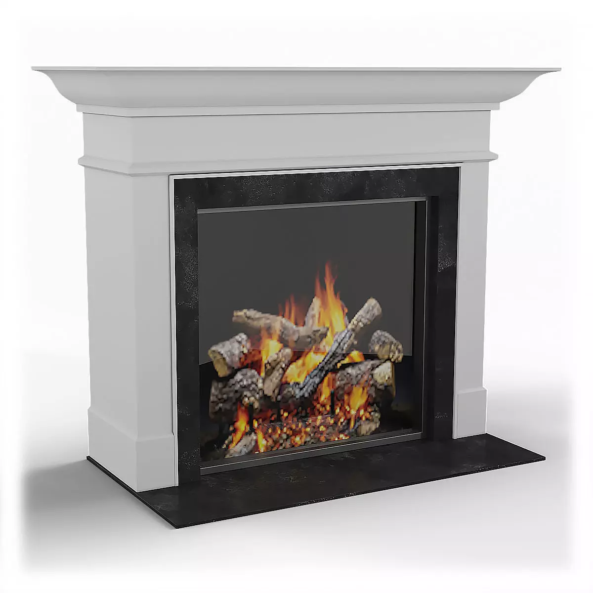 Wescott Flush Wood Mantel Fireplace 3D model